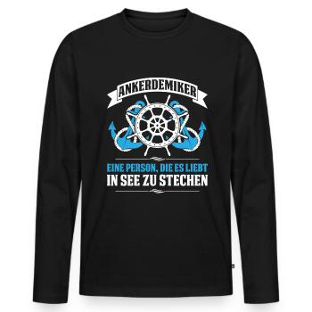 Ankerdemiker Person Die Es Liebt In See Zu Stechen - Männer Premium Bio Langarmshirt - Schwarz - Vorne - Nico (187cm)