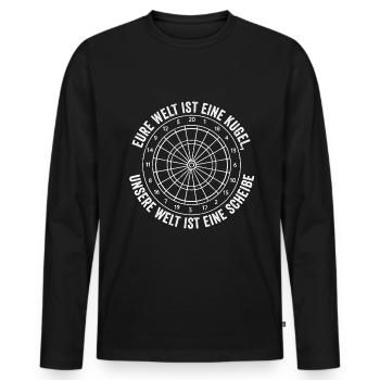 Eure Welt Ist Eine Kugel, Unsere Welt Ist Eine - Männer Premium Bio Langarmshirt - Schwarz - Vorne - Nico (187cm)