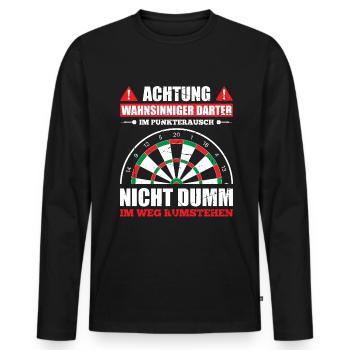 Achtung Wahnsinniger Darter Im Punkterausch Nicht - Männer Premium Bio Langarmshirt - Schwarz - Vorne - Nico (187cm)