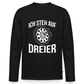 Ich Steh Auf Dreier - Männer Premium Bio Langarmshirt - Schwarz - Vorne - Nico (187cm)