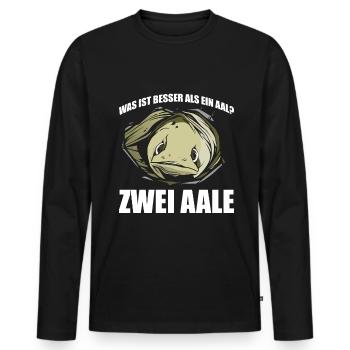Was ist besser als ein Aal? Zwei Aale - Männer Premium Bio Langarmshirt - Schwarz - Vorne - Nico (187cm)