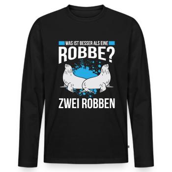 Was ist besser als eine Robbe? Zwei Robben - Männer Premium Bio Langarmshirt - Schwarz - Vorne - Nico (187cm)