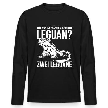 Was ist besser als ein Leguan? Zwei Leguane? - Männer Premium Bio Langarmshirt - Schwarz - Vorne - Nico (187cm)
