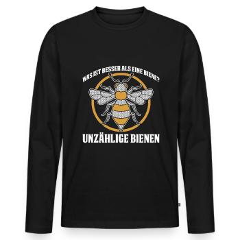 Was ist besser als eine Biene? Unzählige Bienen - Männer Premium Bio Langarmshirt - Schwarz - Vorne - Nico (187cm)