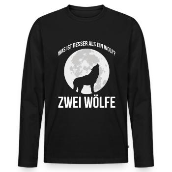 Was ist besser als ein Wolf? Zwei Wölfe - Männer Premium Bio Langarmshirt - Schwarz - Vorne - Nico (187cm)