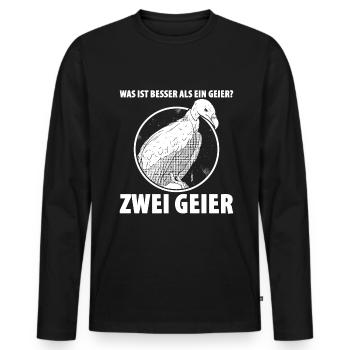 Was ist besser als ein Geier? Zwei Geier - Männer Premium Bio Langarmshirt - Schwarz - Vorne - Nico (187cm)