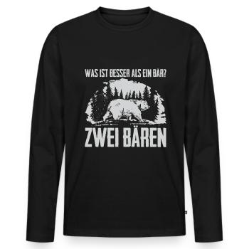 Was ist besser als ein Bär? Zwei Bären - Männer Premium Bio Langarmshirt - Schwarz - Vorne - Nico (187cm)