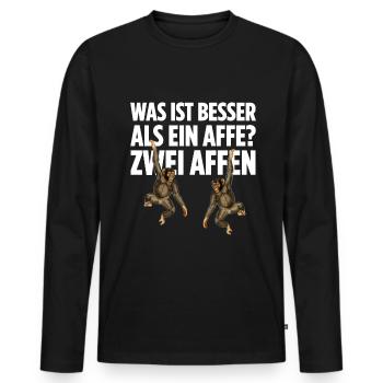 Was ist besser als ein Affe? Zwei Affen - Männer Premium Bio Langarmshirt - Schwarz - Vorne - Nico (187cm)