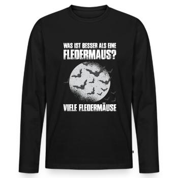 Was ist besser als eine Fledermaus? Viele - Männer Premium Bio Langarmshirt - Schwarz - Vorne - Nico (187cm)