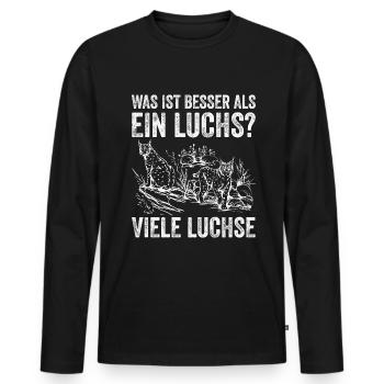 Was ist besser als ein Luchs? Viele Luchse - Männer Premium Bio Langarmshirt - Schwarz - Vorne - Nico (187cm)