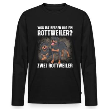 Was ist besser als ein Rottweiler? Zwei Rottweiler - Männer Premium Bio Langarmshirt - Schwarz - Vorne - Nico (187cm)