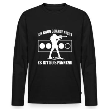 Ich Kann Gerade Nicht Es Ist So Spannend - Männer Premium Bio Langarmshirt - Schwarz - Vorne - Nico (187cm)