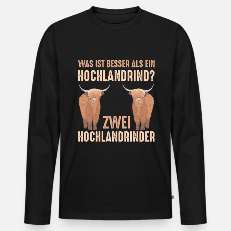 Was ist besser als ein Hochlandrind? Zwei - Männer Premium Bio Langarmshirt - Schwarz