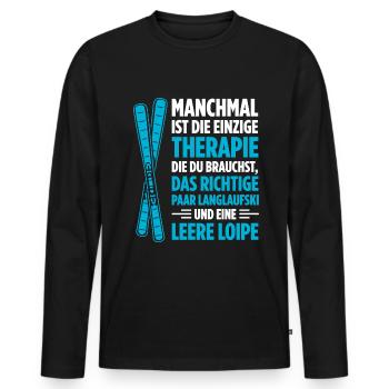 Manchmal Ist Die Einzige Therapie Die Du Brauchst - Männer Premium Bio Langarmshirt - Schwarz - Vorne - Nico (187cm)