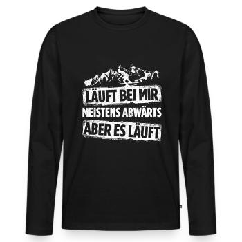 Läuft Bei Mir Meistens Abwärts Aber Es Läuft Skila - Männer Premium Bio Langarmshirt - Schwarz - Vorne - Nico (187cm)