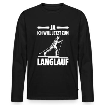 Ja Ich Will Jetzt Zum Langlauf Skilangläufer Skate - Männer Premium Bio Langarmshirt - Schwarz - Vorne - Nico (187cm)