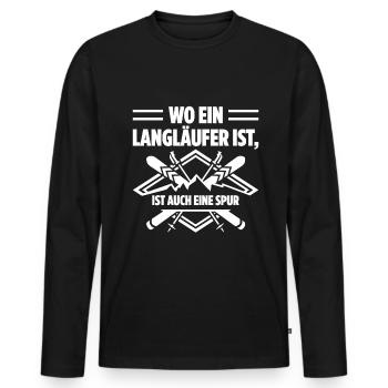 Wo Ein Langläufer Ist, Ist Auch Eine Spur Skilangl - Männer Premium Bio Langarmshirt - Schwarz - Vorne - Nico (187cm)