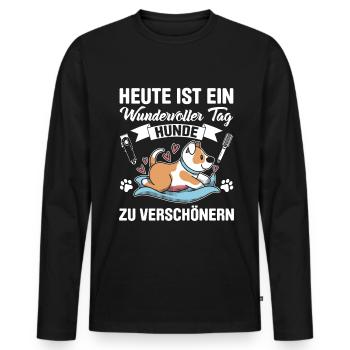 Hundepflege für Hundefriseurin Hundefriseur Groome - Männer Premium Bio Langarmshirt - Schwarz - Vorne - Nico (187cm)