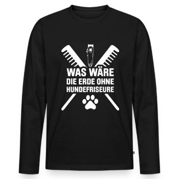 Hundepflege für Hundefriseurin Hundefriseur Groome - Männer Premium Bio Langarmshirt - Schwarz - Vorne - Nico (187cm)