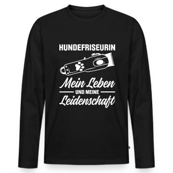 Hundepflege für Hundefriseurin Hundefriseur Groome - Männer Premium Bio Langarmshirt - Schwarz - Vorne - Nico (187cm)