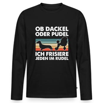 Hundepflege für Hundefriseurin Hundefriseur Groome - Männer Premium Bio Langarmshirt - Schwarz - Vorne - Nico (187cm)