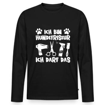 Hundepflege für Hundefriseurin Hundefriseur Groome - Männer Premium Bio Langarmshirt - Schwarz - Vorne - Nico (187cm)