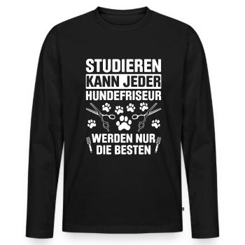 Hundepflege für Hundefriseurin Hundefriseur Groome - Männer Premium Bio Langarmshirt - Schwarz - Vorne - Nico (187cm)