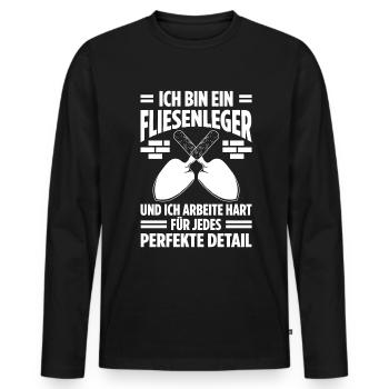 Fliesenlegen Für Fliesenleger Fliesenlegermeister - Männer Premium Bio Langarmshirt - Schwarz - Vorne - Nico (187cm)