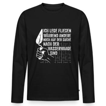 Fliesenlegen Für Fliesenleger Fliesenlegermeister - Männer Premium Bio Langarmshirt - Schwarz - Vorne - Nico (187cm)