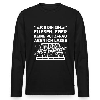 Fliesenlegen Für Fliesenleger Fliesenlegermeister - Männer Premium Bio Langarmshirt - Schwarz - Vorne - Nico (187cm)