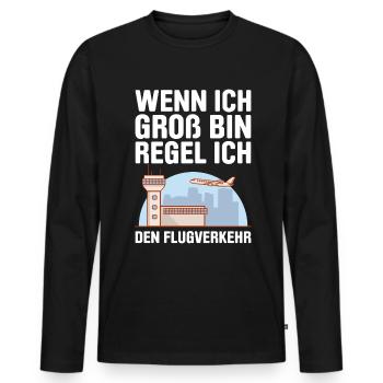 Luftraumkontrolle Für Fluglotsen Flugkontrolleur R - Männer Premium Bio Langarmshirt - Schwarz - Vorne - Nico (187cm)