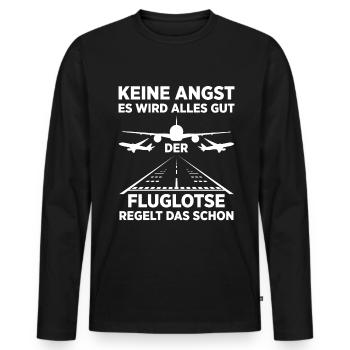 Luftraumkontrolle Für Fluglotsen Flugkontrolleur R - Männer Premium Bio Langarmshirt - Schwarz - Vorne - Nico (187cm)