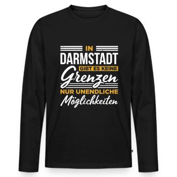 In Darmstadt Gibt Es Keine Grenzen Unendliche Mögl - Männer Premium Bio Langarmshirt - Schwarz - Vorne - Nico (187cm)