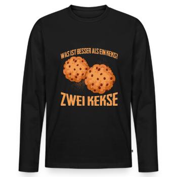 Was ist besser als ein Keks? Zwei Kekse Lieblibgse - Männer Premium Bio Langarmshirt - Schwarz - Vorne - Nico (187cm)