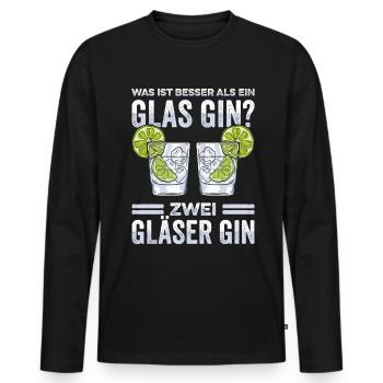 Was ist besser als ein Glas Gin? Zwei Gläser Gin G - Männer Premium Bio Langarmshirt - Schwarz - Vorne - Nico (187cm)