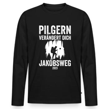 Jakobsweg Für Pilger Wanderer Pilgerweg Camino de - Männer Premium Bio Langarmshirt - Schwarz - Vorne - Nico (187cm)