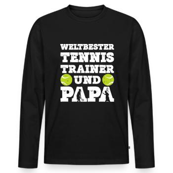 Weltbester Tennis Trainer Und Papa Tennisspieler - Männer Premium Bio Langarmshirt - Schwarz - Vorne - Nico (187cm)