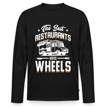 Les meilleurs restaurants ont des roues - T-shirt manches longues Premium bio Homme - noir - Devant - Nico (187cm)