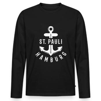 St. Pauli Hamburg Anker Moin North German - Men's Premium Organic Long Sleeve Shirt - black - Front - Nico (187cm)