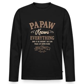 Mens Papaw weiß alles Lustiger Vatertag - Männer Premium Bio Langarmshirt - Schwarz - Vorne - Nico (187cm)