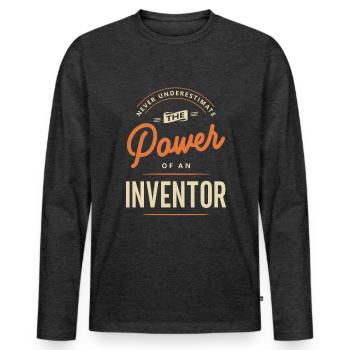 Inventeur Drôle Titre du poste Profession Anniversaire - T-shirt manches longues Premium bio Homme - anthracite chiné - Devant - Nico (187cm)