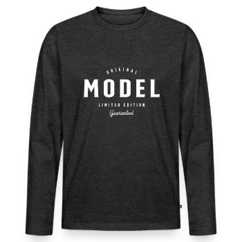 Model Lustige Berufsbezeichnung Beruf Geburtstag - Männer Premium Bio Langarmshirt - Anthrazit meliert - Vorne - Nico (187cm)