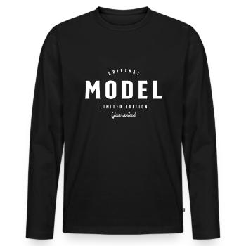 Model Lustige Berufsbezeichnung Beruf Geburtstag - Männer Premium Bio Langarmshirt - Schwarz - Vorne - Nico (187cm)