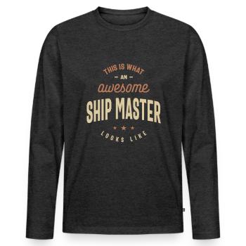 Funny Awesome Ship Master Job Occupation - Men's Premium Organic Long Sleeve Shirt - heather anthracite - Front - Nico (187cm)