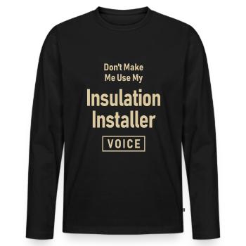 Installateur d’isolation Emploi Profession Anniversaire - T-shirt manches longues Premium bio Homme - noir - Devant - Nico (187cm)