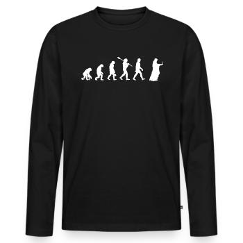 Bougie - Evolution de l’Homme / Darwin - T-shirt manches longues Premium bio Homme - noir - Devant - Nico (187cm)