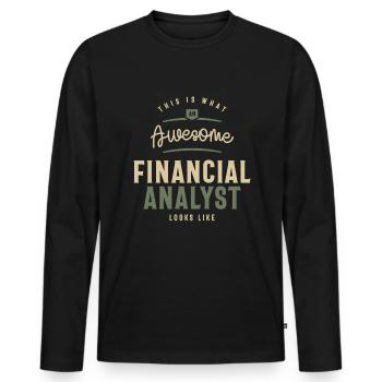 Funny Awesome Financial Analyst Job Occupation - Men's Premium Organic Long Sleeve Shirt - black - Front - Nico (187cm)