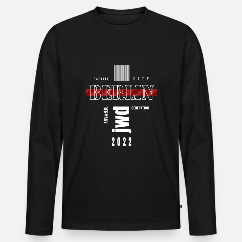 Berlin Hauptstadt Janz weit draußen - Männer Premium Bio Langarmshirt - Schwarz