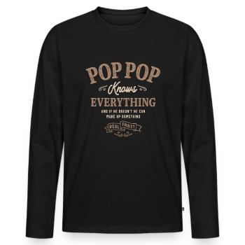 Pop-Pop weiß alles - Männer Premium Bio Langarmshirt - Schwarz - Vorne - Nico (187cm)