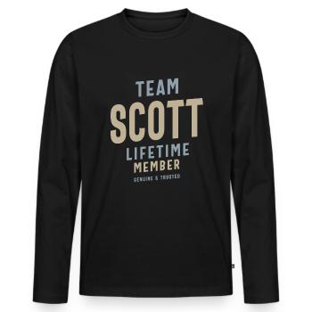 Team Scott Lifetime Member Personalisierter Name - Männer Premium Bio Langarmshirt - Schwarz - Vorne - Nico (187cm)